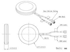MRTK-B-011 , GPS + 3G Kombo Anten , Mıknatıslı , 3m RG174, SMA/Erkek