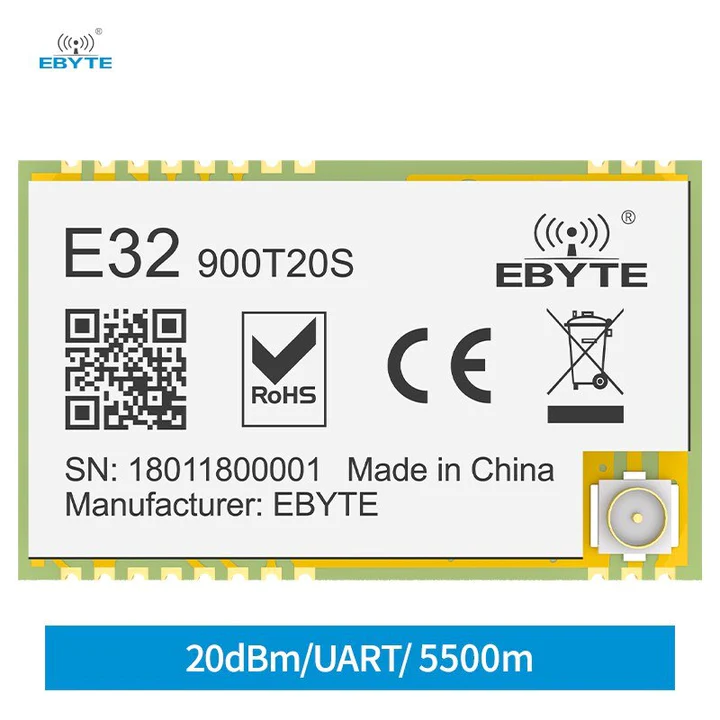 E32-900T20S -V8, 868MHz LoRa Modül , SX1276, 20dBm, 5km, UART, SMD