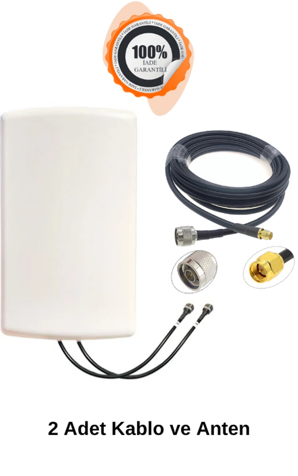 MRTK-Q7060F06X2,  5G - LTE / 4G Yönsüz Mimo Anten, Superbox / Modem Uyumlu , 4/6dBi, 30cm RG58, N-Dişi 12 Metre LMR400 (2 adet) - İstemiyorum